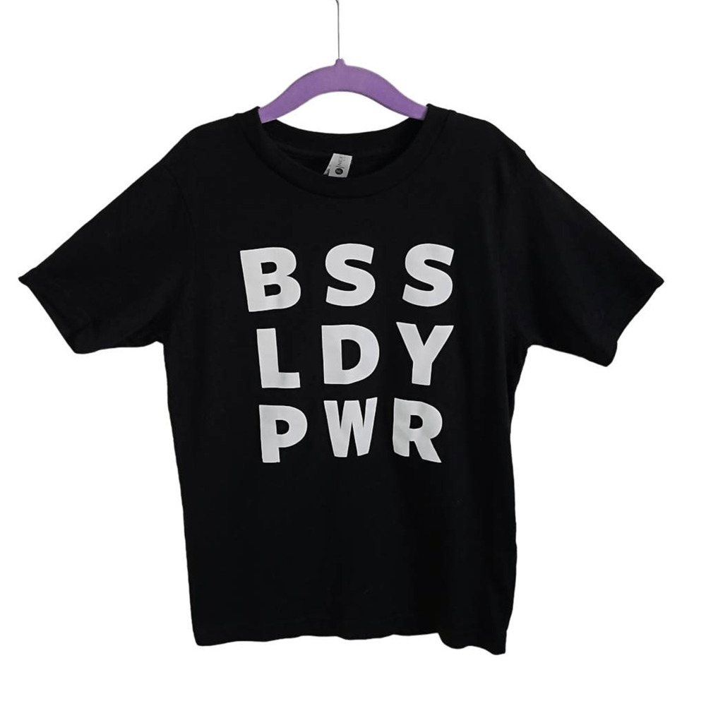 Kids Size S Boss Lady Power Short Sleeve Graphic Tee Black Soft Cotton Blend